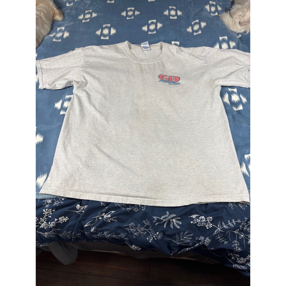 Gildan Ultra Cotton Mens XL Heather Gray GH Logo Graphic T-Shirt Heavyweight